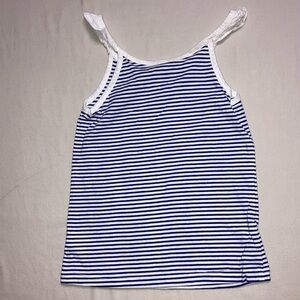 🆕 OshKosh Striped Tank Top Girl’s 5 White Ruffle Sleeve Summer Nautical Preppy